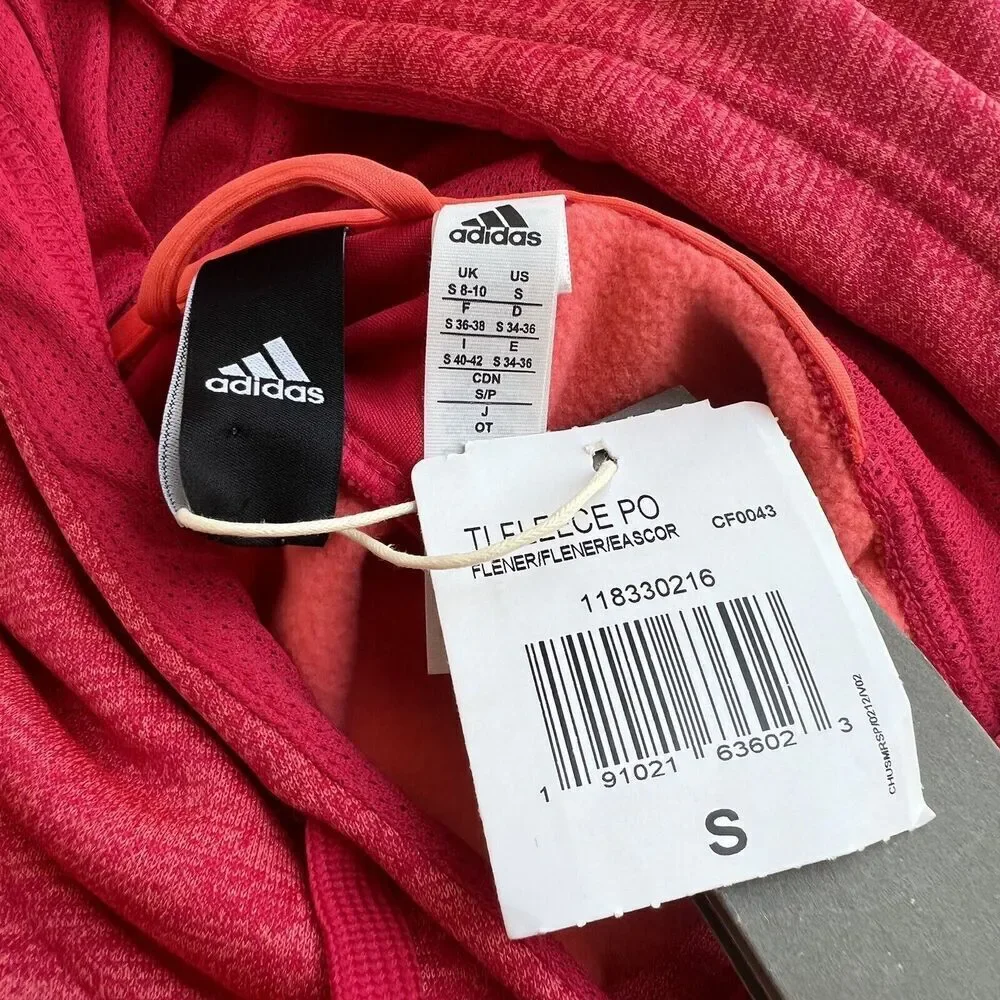 Adidas Climawarm Women's TI Fleece Hoodie Pink SIZE S Sweater Pockets NEW